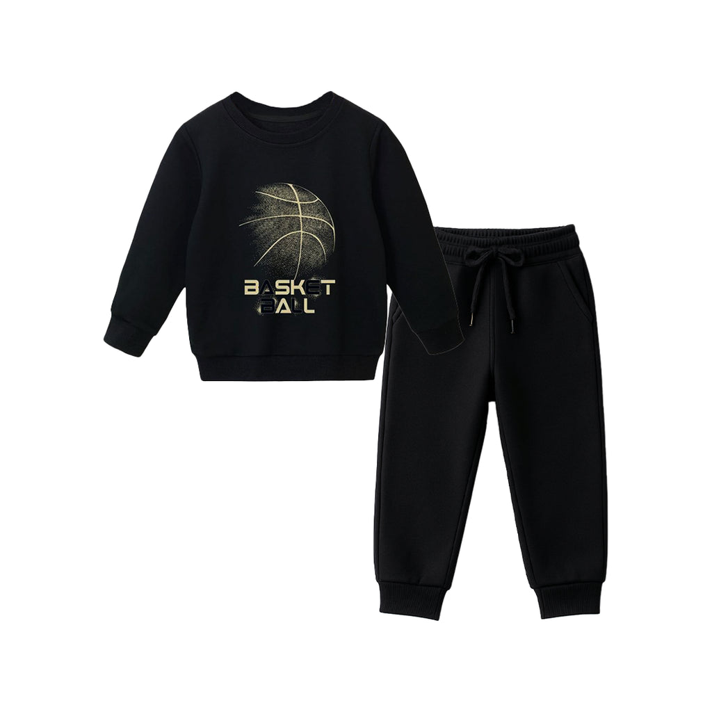 "BASKET BALL" BLACK SWEATSHIRT SET