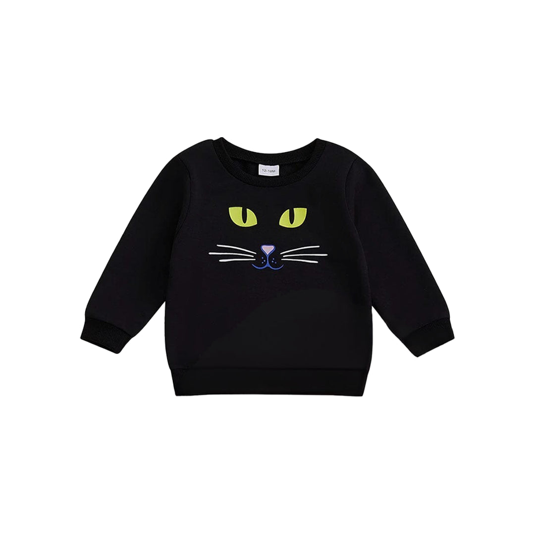 “CAT FACE” BLACK SWEATSHIRT SET