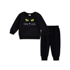 “CAT FACE” BLACK SWEATSHIRT SET
