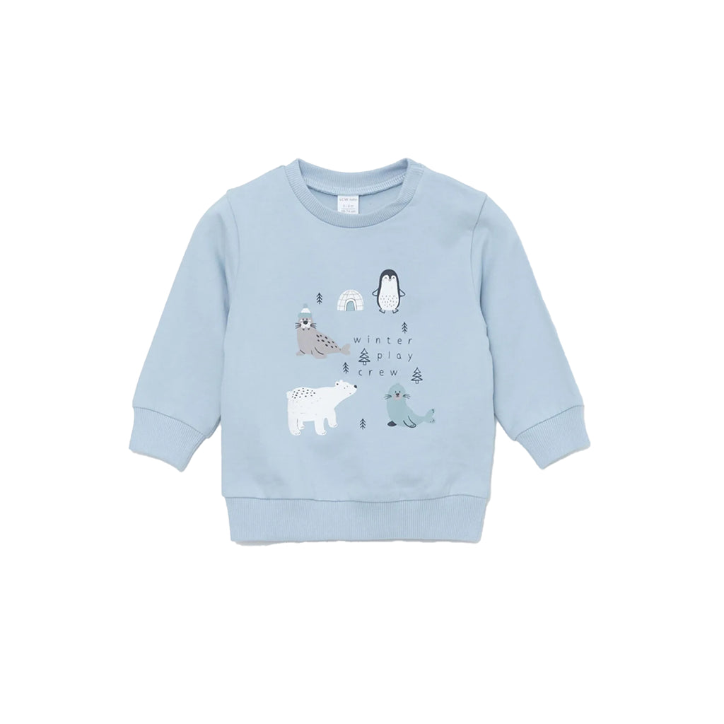 "PLAY CREW" SKY & CHARCOAL SWEATSHIRT SET