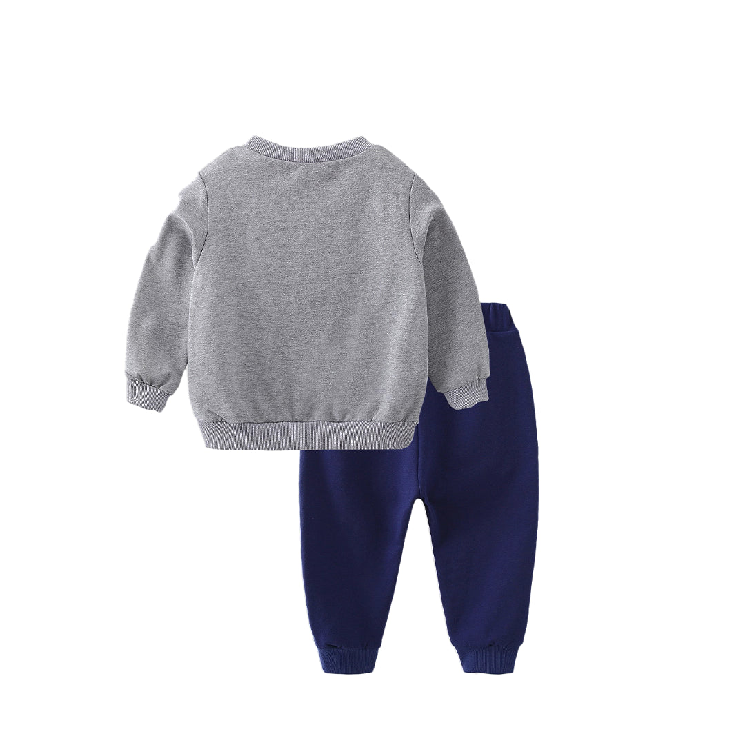 “SHARK ROAR” GREY & NAVY SWEATSHIRT SET