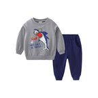 “SHARK ROAR” GREY & NAVY SWEATSHIRT SET